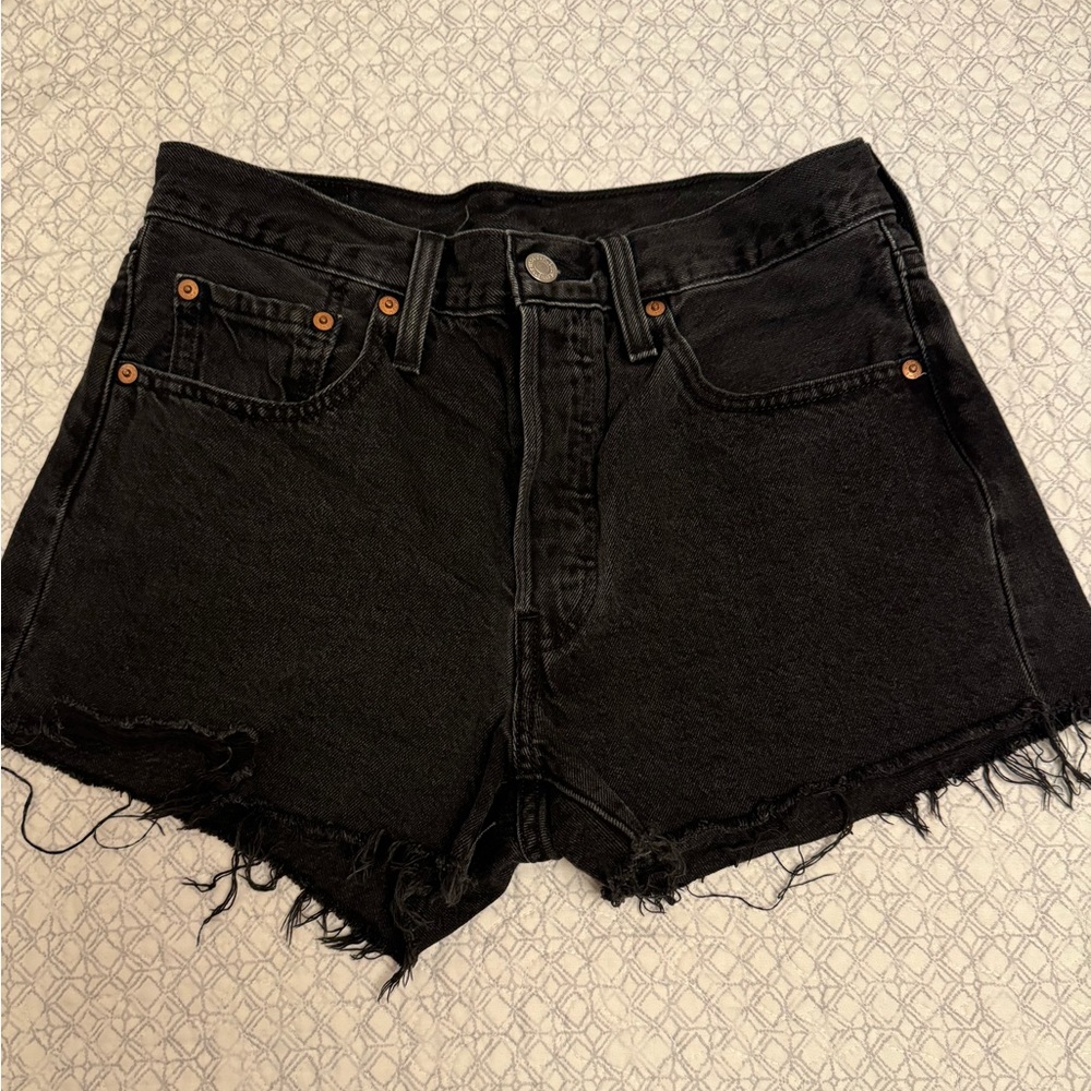 Levi’s 501 Black Shorts Distressed